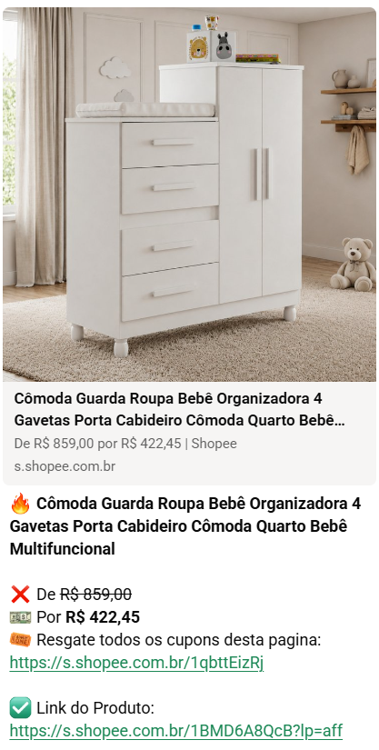 Oferta de cômoda guarda-roupa organizadora para bebê